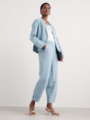 Seasalt Cornwall Coral Blue Noweth 100% Linen Trousers - Image 3 of 5