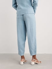 Seasalt Cornwall Coral Blue Noweth 100% Linen Trousers - Image 4 of 5