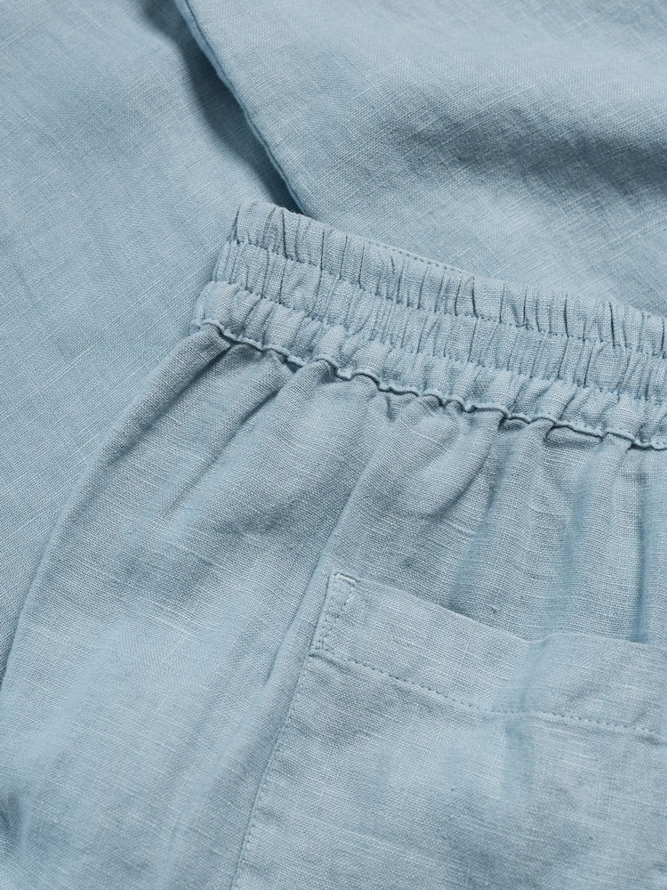 Seasalt Cornwall Coral Blue Noweth 100% Linen Trousers - Image 5 of 5
