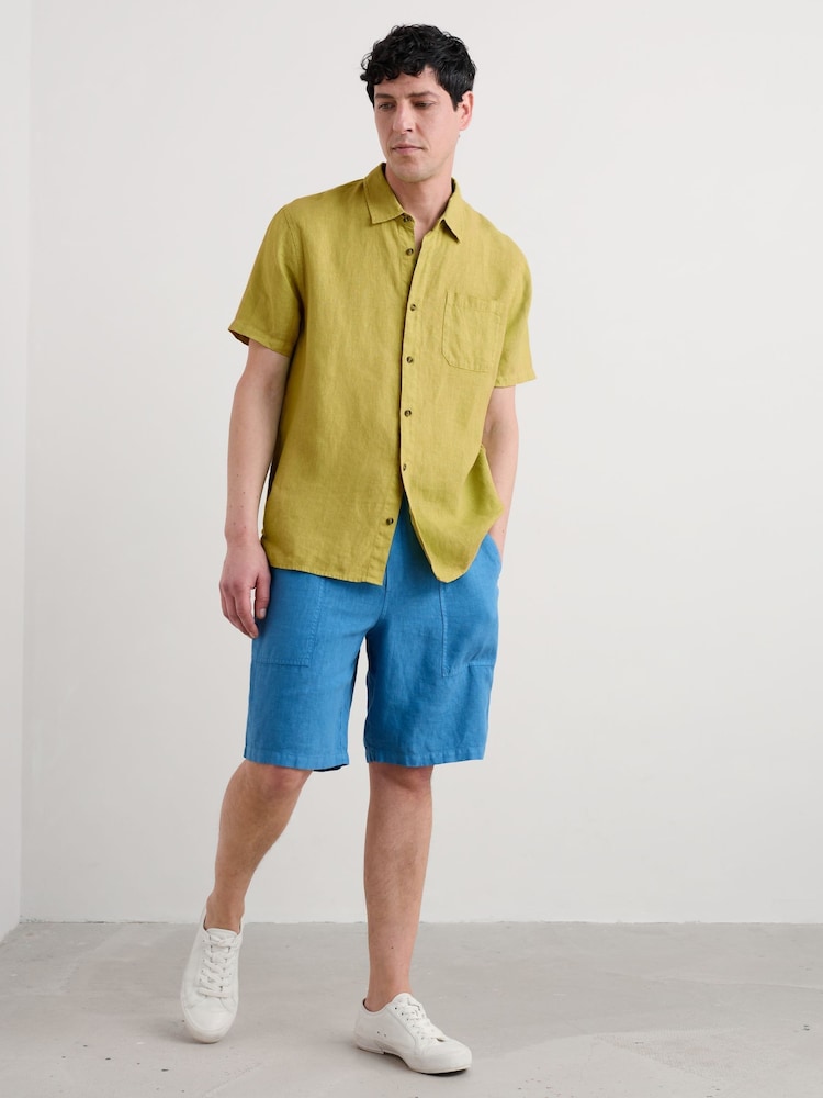 Seasalt Cornwall Light Blue Mens Sandcart 100% Linen Shorts - Image 1 of 5