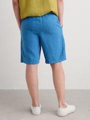 Seasalt Cornwall Light Blue Mens Sandcart 100% Linen Shorts - Image 2 of 5