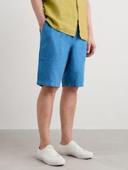 Seasalt Cornwall Light Blue Mens Sandcart 100% Linen Shorts - Image 3 of 5