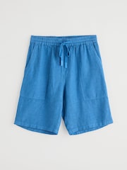Seasalt Cornwall Light Blue Mens Sandcart 100% Linen Shorts - Image 4 of 5