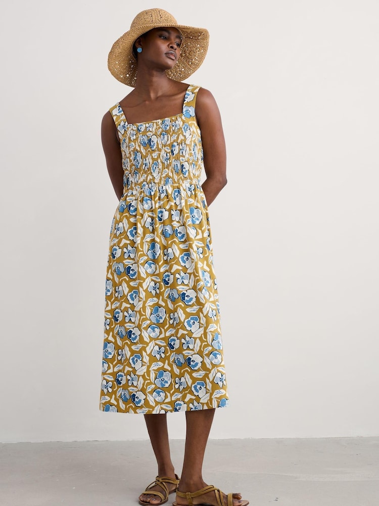 Seasalt Cornwall Yellow Petite Summer Buoy Jersey Smocked Dress - Image 1 of 5 Seasalt Cornwall Yellow Petite Summer Buoy Jersey Smocked Dress - Image 1 of 5