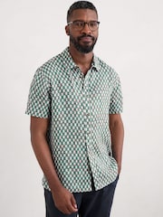 Seasalt Cornwall Green Mens Heron Short Sleeve Shirt - Image 1 of 5
