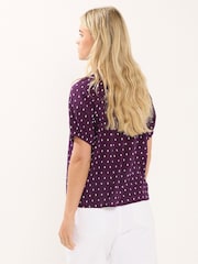 M&Co Purple Petite Dobby Short Sleeve Boho Shirt - Image 3 of 5