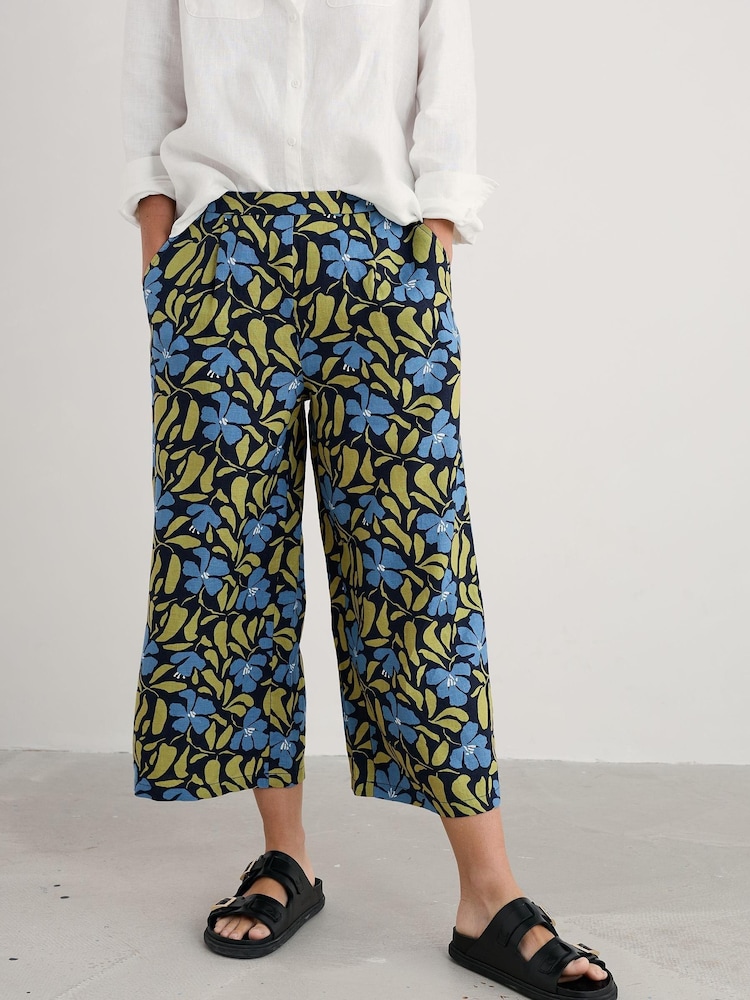 Seasalt Cornwall Blue Petite Petite Peaceful Haven 100% Linen Culottes - Image 1 of 5