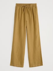 Seasalt Cornwall Green Ground Tide Flow Wide Leg 100% Linen Trousers - Image 4 of 5