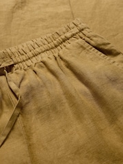 Seasalt Cornwall Green Ground Tide Flow Wide Leg 100% Linen Trousers - Image 5 of 5
