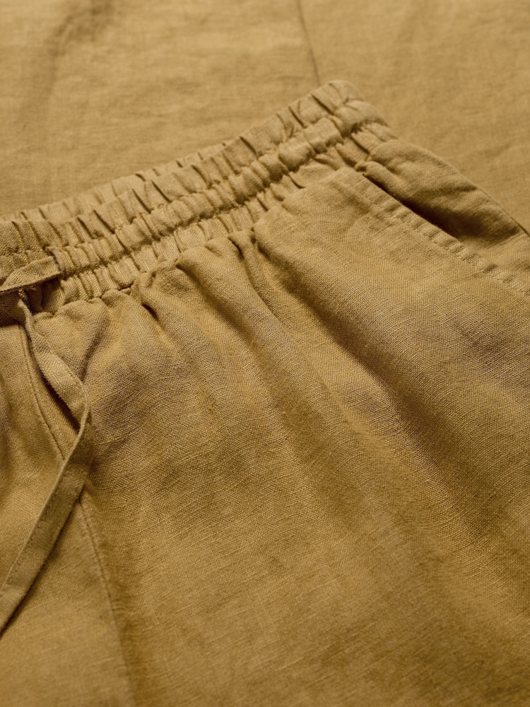 Seasalt Cornwall Green Ground Tide Flow Wide Leg 100% Linen Trousers - Image 5 of 5