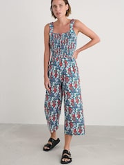 Seasalt Cornwall Blue Waxwing Jersey Wide Leg Jumpsuit - Image 1 of 5