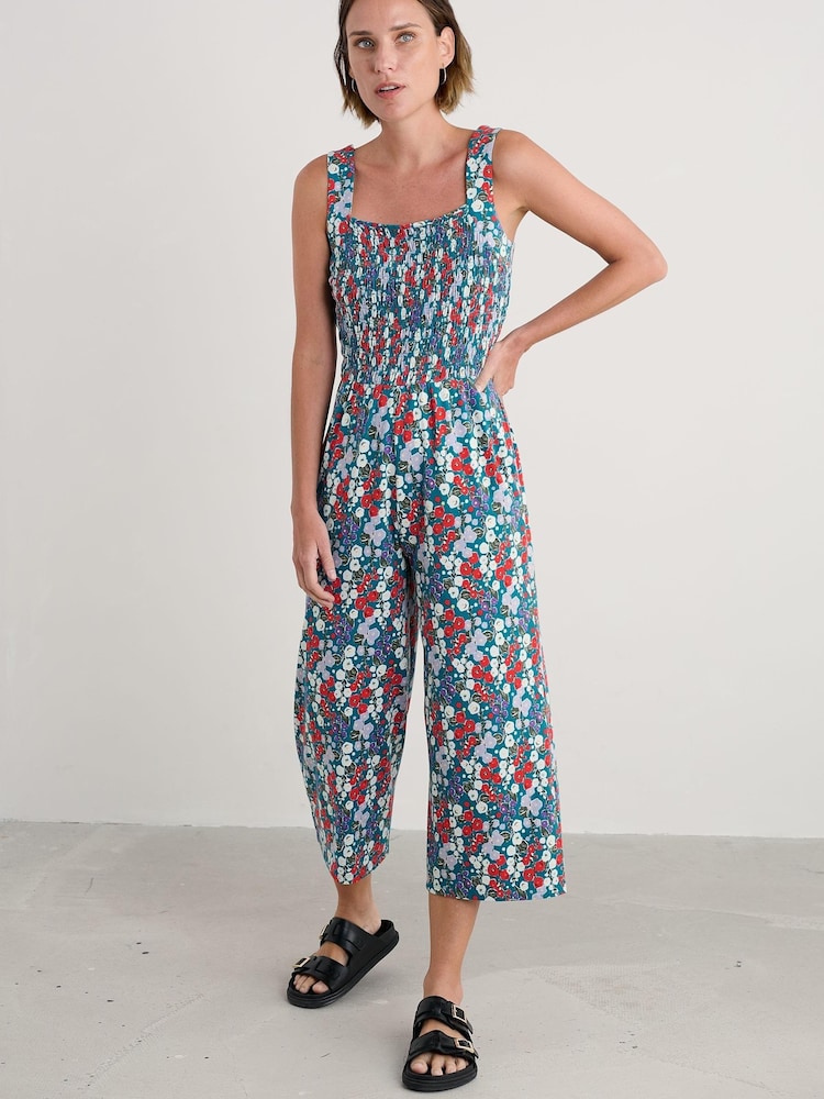 Seasalt Cornwall Blue Waxwing Jersey Wide Leg Jumpsuit - Image 1 of 5