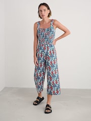 Seasalt Cornwall Blue Waxwing Jersey Wide Leg Jumpsuit - Image 3 of 5