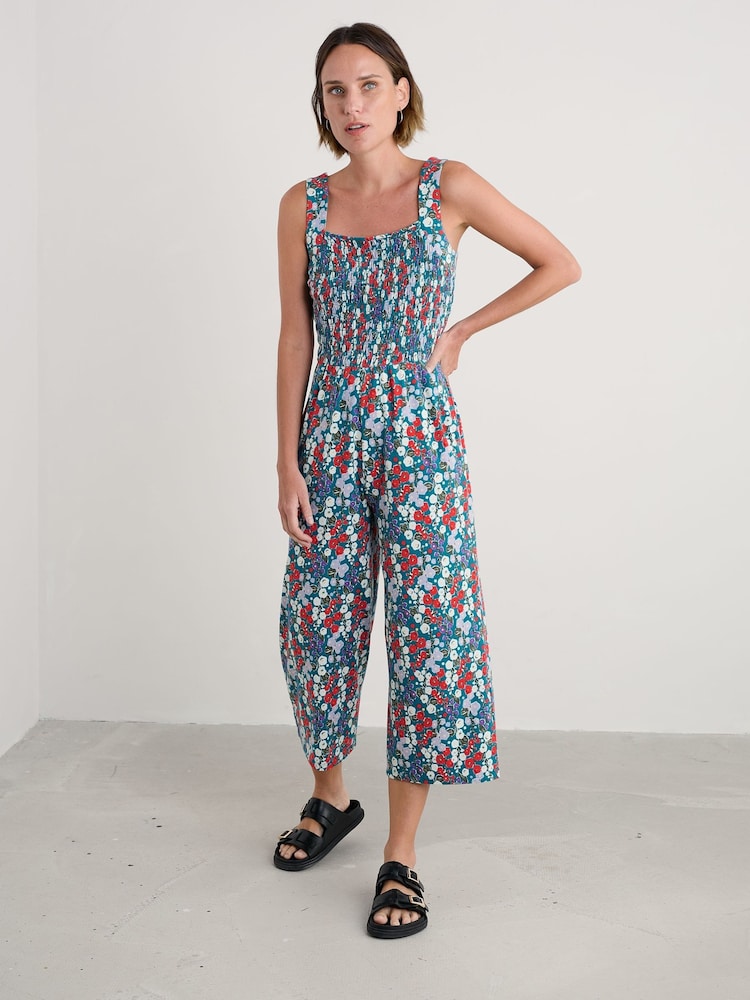 Seasalt Cornwall Blue Waxwing Jersey Wide Leg Jumpsuit - Image 2 of 5