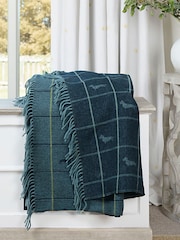 Sophie Allport Navy Dachshund Wool Knitted Throw - Image 1 of 2