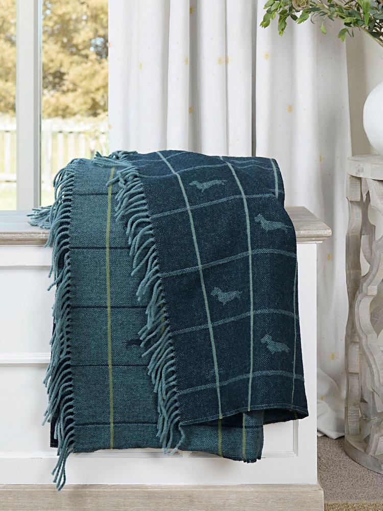 Sophie Allport Navy Dachshund Wool Knitted Throw - Image 1 of 2