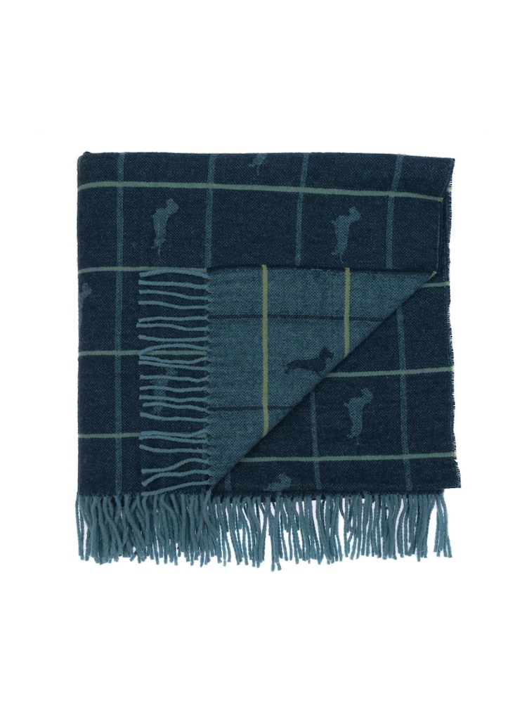 Sophie Allport Navy Dachshund Wool Knitted Throw - Image 2 of 2