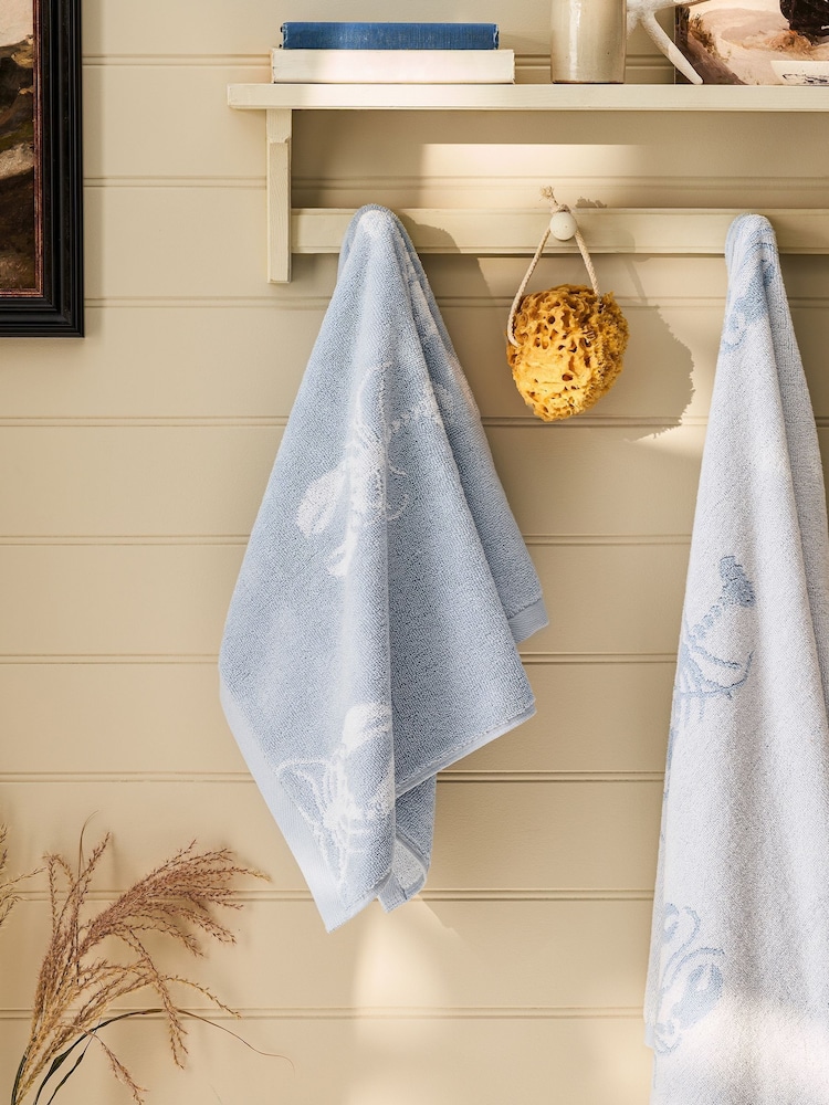 Sophie Allport Pale Blue Lobster Print Hand Towel - Image 1 of 2 Sophie Allport Pale Blue Lobster Print Hand Towel - Image 1 of 2