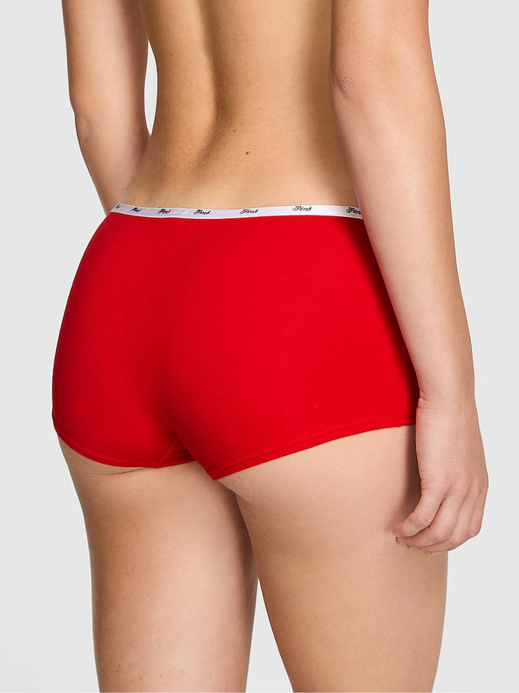 Victoria's Secret PINK Bright Vermillion Red Short Cotton Mini Logo Knickers - Image 2 of 2