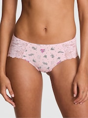 Victoria's Secret PINK Pink Tattoo Print Hipster No Show Lace Trim Knickers - Image 1 of 2