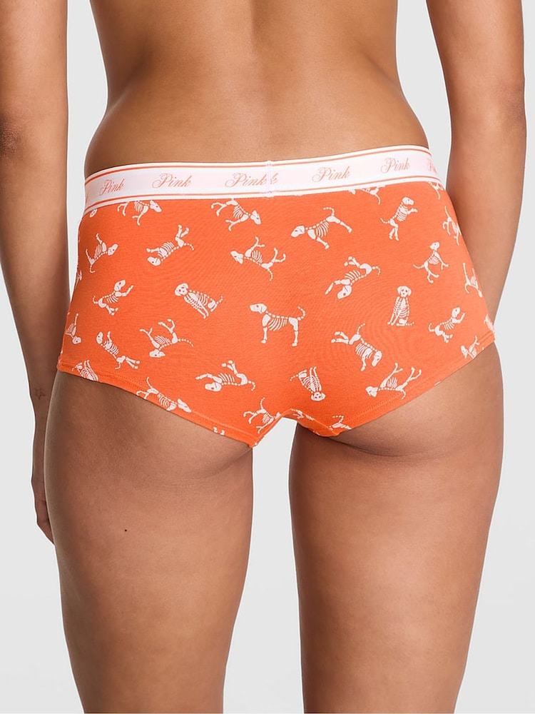 Victoria's Secret PINK Black Skeleton Dog Print Boyshort Cotton Logo Knickers - Image 2 of 2