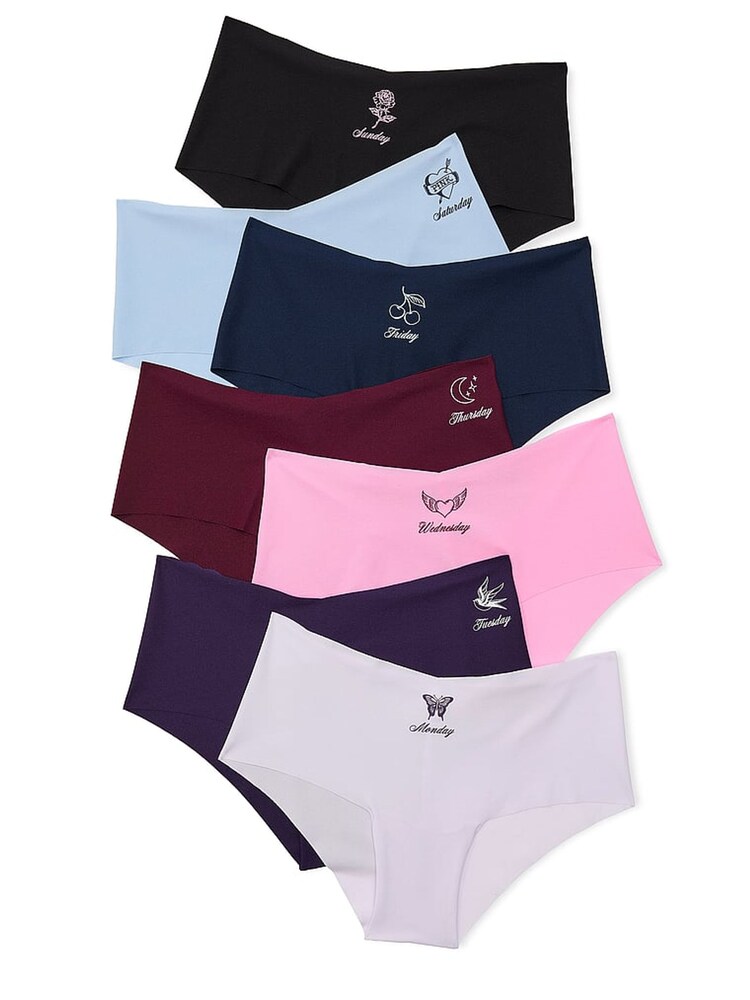 Victoria's Secret PINK Black/Blue/Burgandy/Pink/White Cheeky No Show Knickers 7 Pack - Image 3 of 3