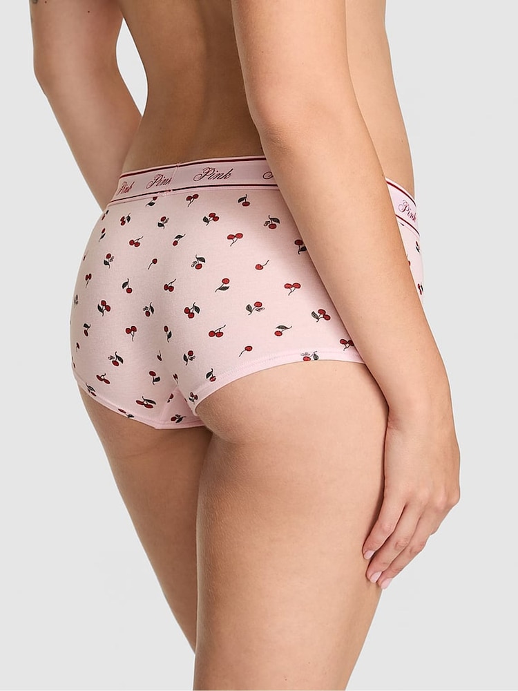 Victoria's Secret PINK Pink Cherry Print Boyshort Cotton Logo Knickers - Image 2 of 3