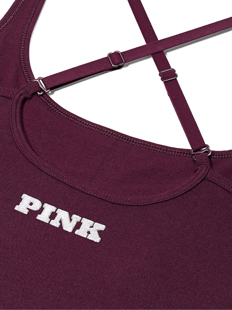 Victoria's Secret PINK Purple Rose Cotton Square Neck Sports Bra - Image 4 of 4 Victoria's Secret PINK Purple Rose Cotton Square Neck Sports Bra - Image 4 of 4
