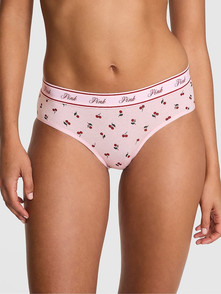 Victoria's Secret PINK Pink Cherry Print Hipster Cotton Logo Knickers - Image 1 of 2 Victoria's Secret PINK Pink Cherry Print Hipster Cotton Logo Knickers - Image 1 of 2