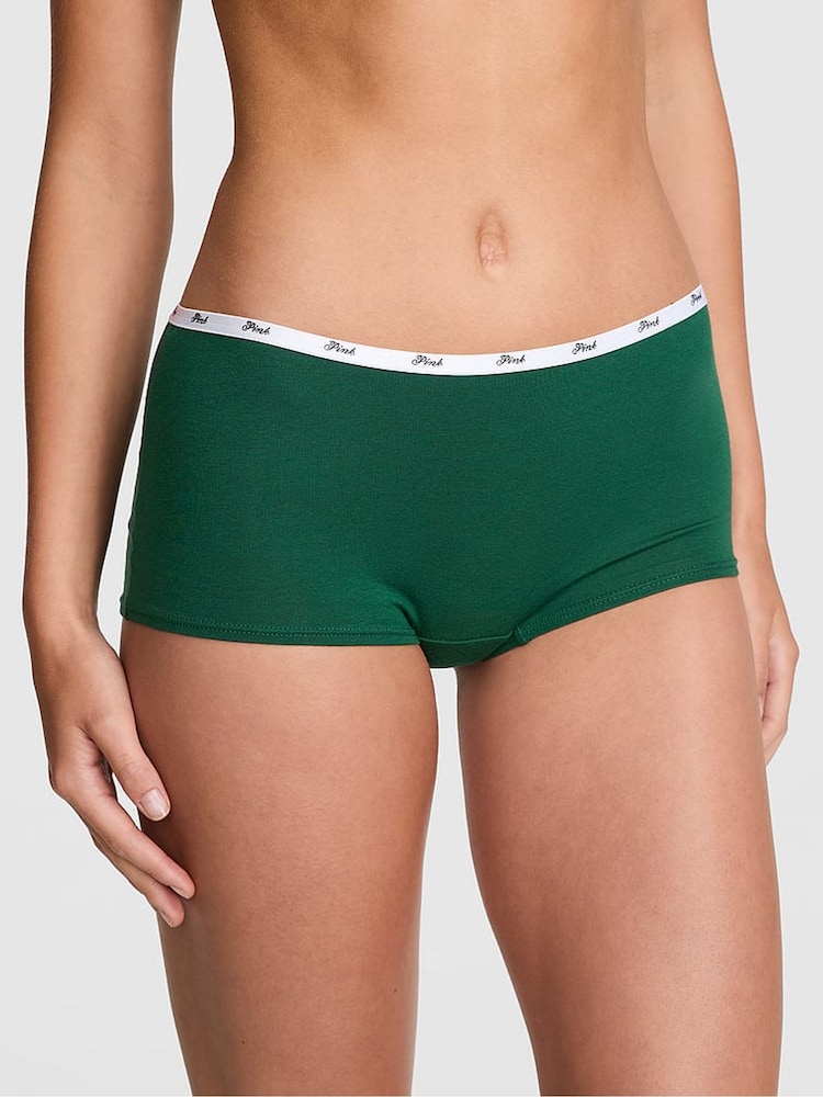 Victoria's Secret PINK Jaguar Green Short Cotton Mini Logo Knickers - Image 1 of 2