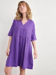 Seasalt Cornwall Purple Draw Kiln 100% Linen Dress - Image 1 of 5