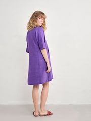Seasalt Cornwall Purple Draw Kiln 100% Linen Dress - Image 2 of 5