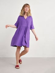 Seasalt Cornwall Purple Draw Kiln 100% Linen Dress - Image 3 of 5