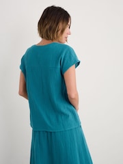 Seasalt Cornwall Blue Landscape 100% Cotton Top - Image 2 of 5