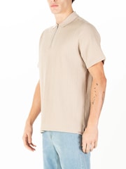 Luke 1977 Cream Waffle Zip Polo Shirt - Image 2 of 6