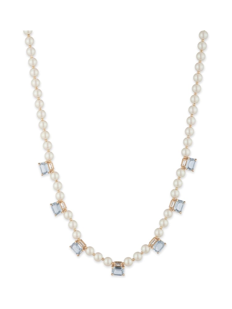 Lauren Ralph Lauren Gold Tone Pareidolia Pearl & Light Sapphire Necklace - Image 1 of 1