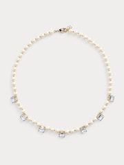 Lauren Ralph Lauren Gold Tone Pareidolia Pearl & Light Sapphire Necklace - Image 2 of 3
