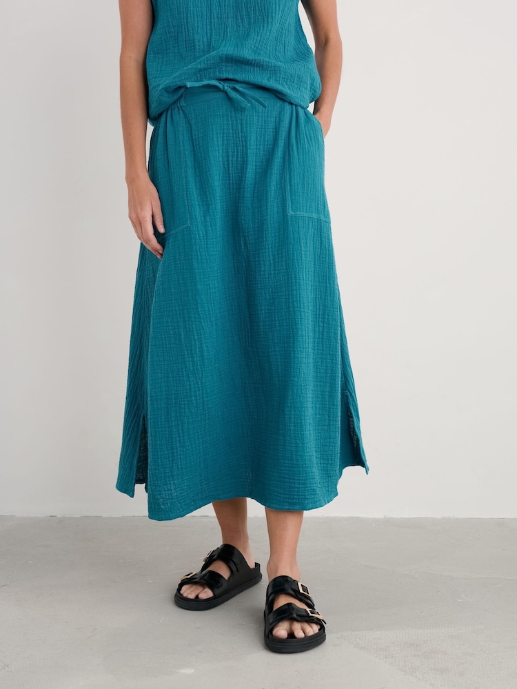 Seasalt Cornwall Blue Bee Orchid Maxi 100% Cotton Skirt - Image 2 of 5 Seasalt Cornwall Blue Bee Orchid Maxi 100% Cotton Skirt - Image 2 of 5