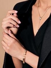Lauren Ralph Lauren Gold Tone Ribbed Bangle with Crystal - Image 2 of 2