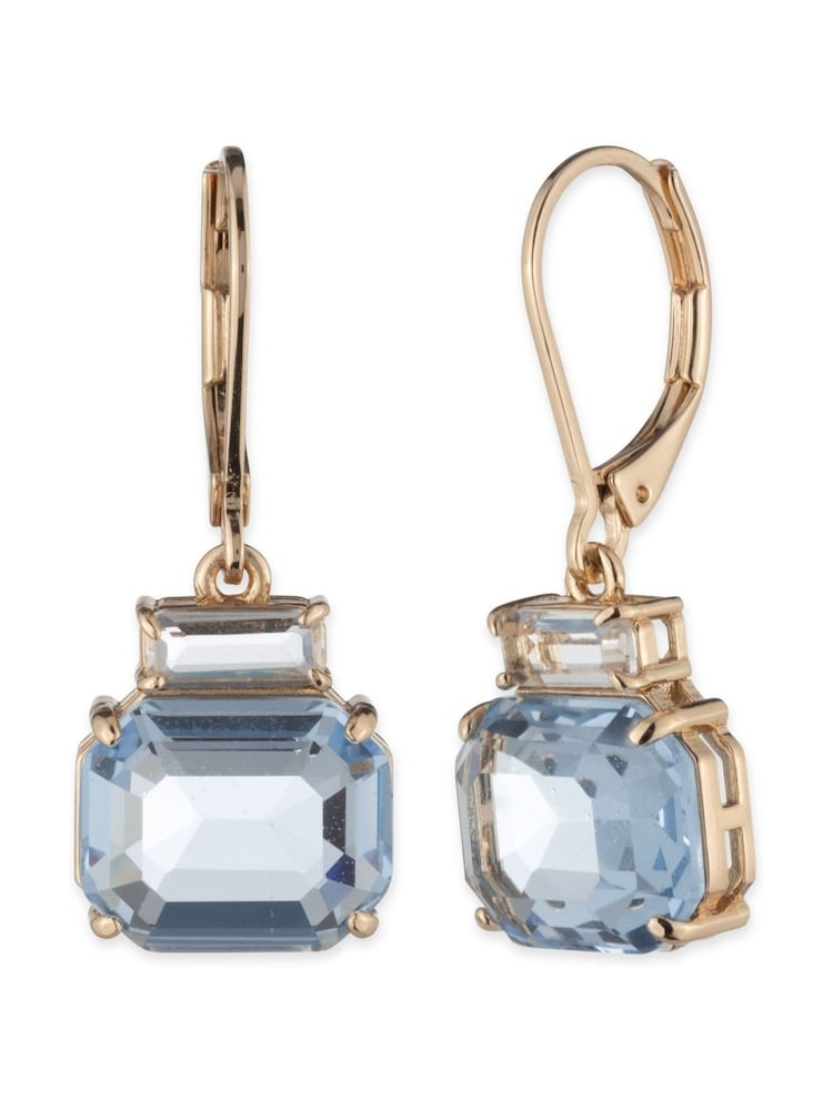 Lauren Ralph Lauren Gold Tone Leverback Earrings with Crystal and Light Sapphire Stone Drop - Image 1 of 1