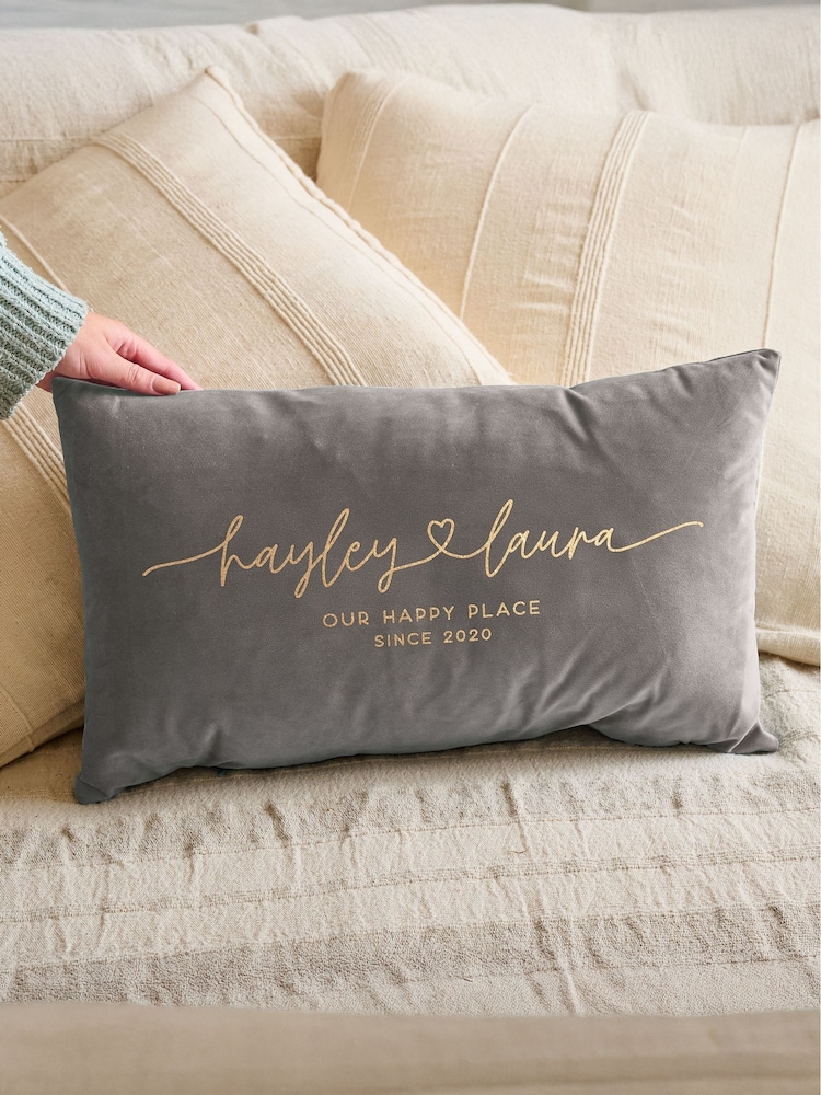 Couples Names Velvet Cushion by No Ordinary Gift - Image 1 of 4