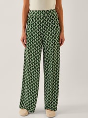 Monsoon Green Daisey Geometric Wide Leg Trousers - Image 1 of 5