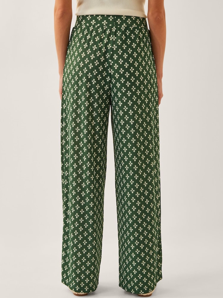 Monsoon Green Daisey Geometric Wide Leg Trousers - Image 2 of 5