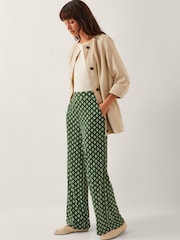 Monsoon Green Daisey Geometric Wide Leg Trousers - Image 3 of 5