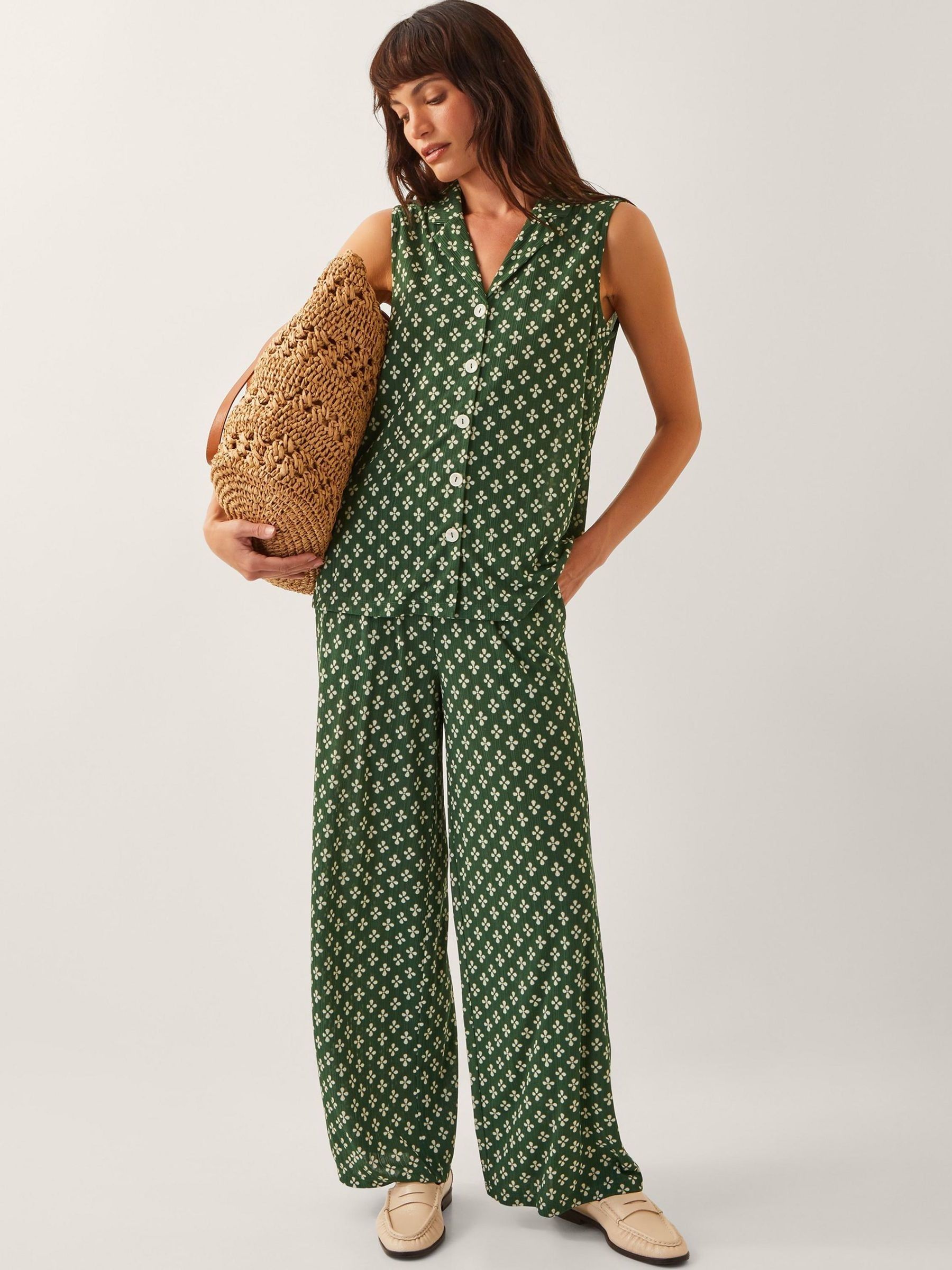 のぎページ Next：日本 Monsoon デイジー 幾何学柄 ワイドレッグ パンツ from Next