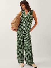 Monsoon Green Daisey Geometric Wide Leg Trousers - Image 4 of 5
