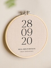 Special Date Linen Anniversary Hoop by No Ordinary Gift - Image 1 of 1