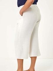 Roman White Curve Linen Mix Cropped Trousers - Image 3 of 5