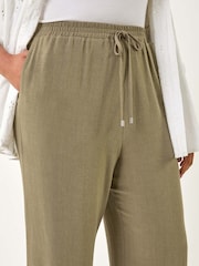 Roman Khaki Green Curve Linen Mix Trousers - Image 5 of 5