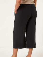 Roman Black Curve Linen Mix Cropped Trousers - Image 3 of 5